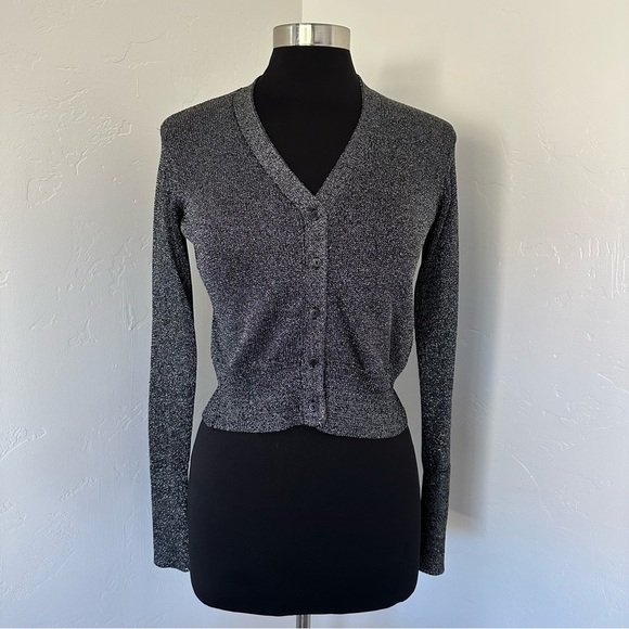ALL SAINTS Women's Lyra Glitter Button Up Cardigan Black Size XS - Picture 3 of 15